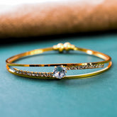 Women's Brass & Stone Adjustable Kadli Bangle