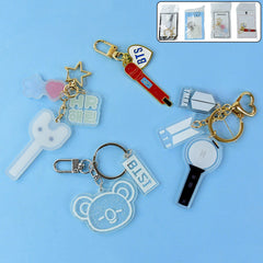 Cute acrylic and metal keychain with microphone design