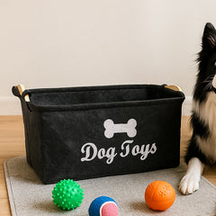 Pet Toy Storage Basket with Dog Toys print