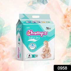 0958 Champs Soft and Dry Baby Diaper Pants 62 Pcs (Large Size  L62)