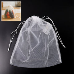 Mesh bag with green drawstring loop for easy carrying