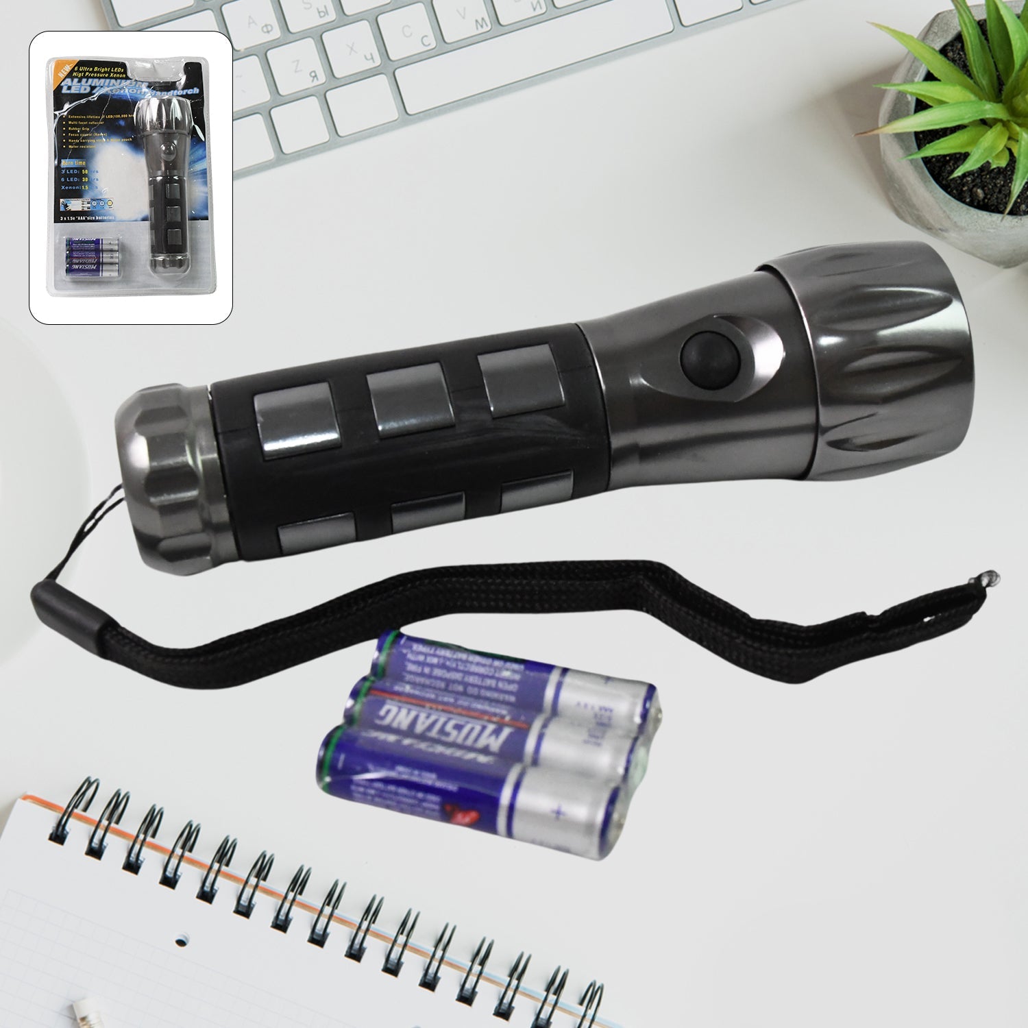 Aluminium LED & Xenon Hand Torch with Rubber Grip