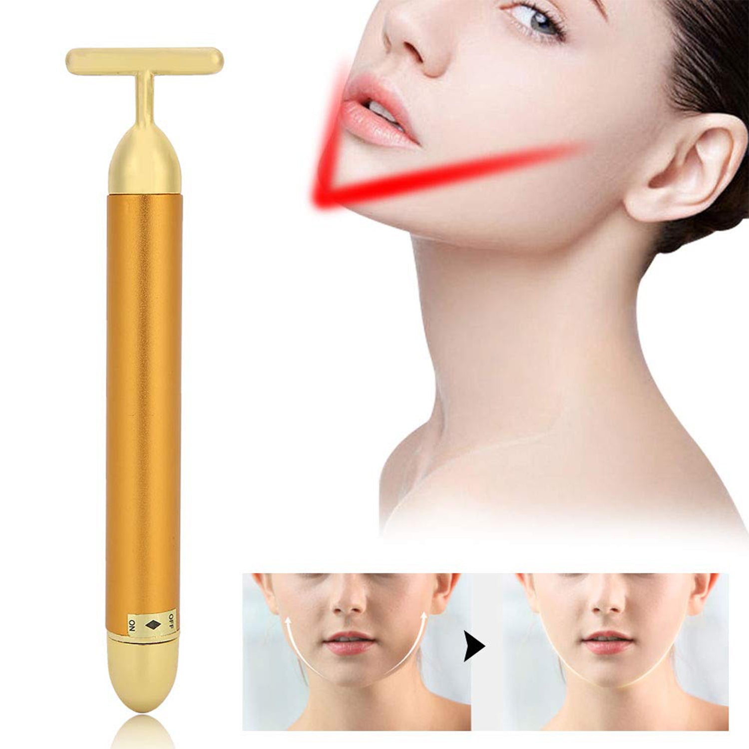 Golden Energy Face Massager radiance roller in gold finish