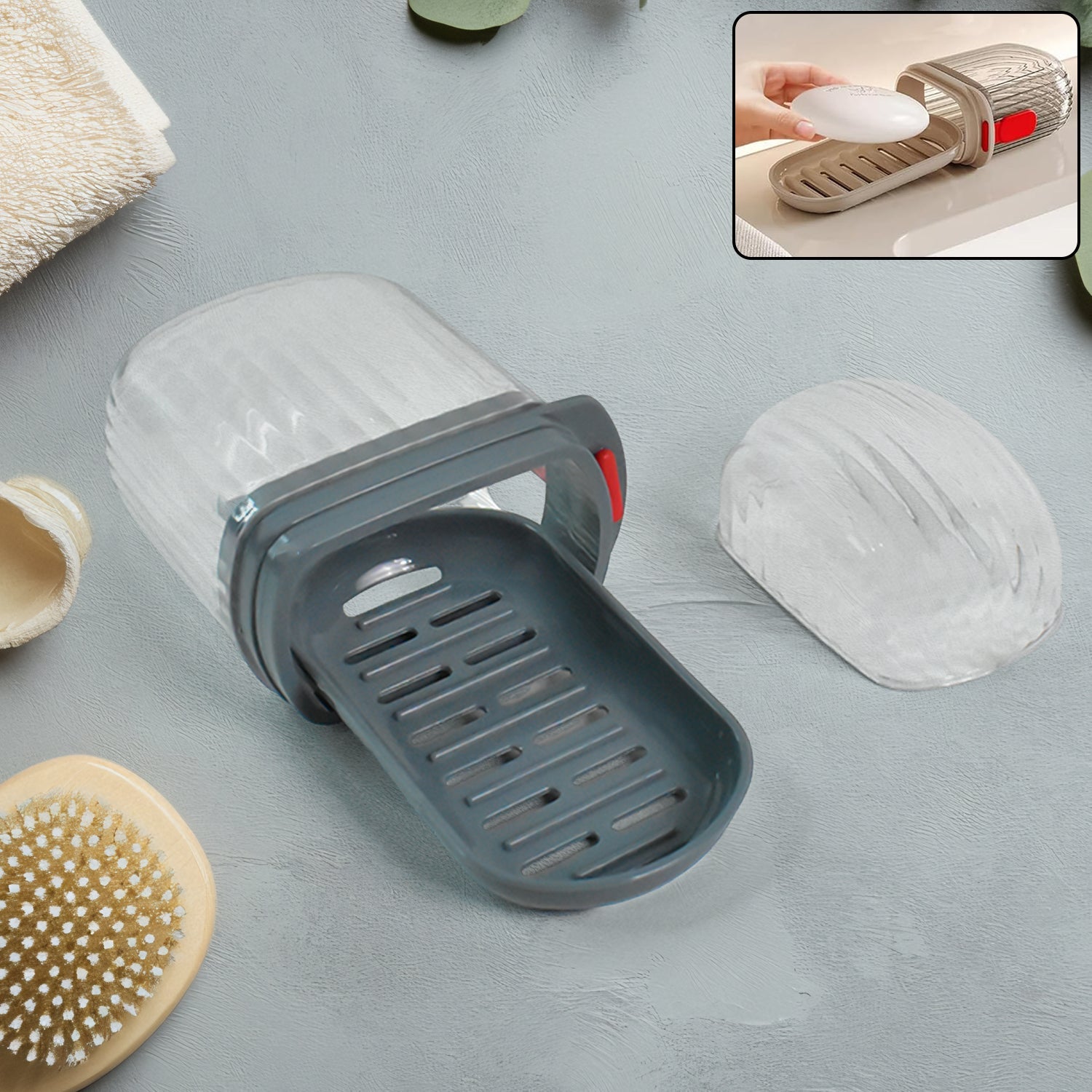 Multipurpose soap box holder with transparent dust-proof lid