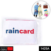 Compact raincoat card fitting in a wallet