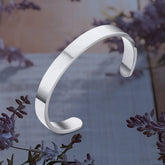 Minimalist Polished Open-Ended Silver-Tone Stainless Steel Kada