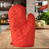 Heat resistant non-slip oven mitt in multicolor, front view