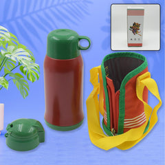 Premium Stainless Steel Insulated Sipper Bottle Print Water FlaskCartoon Vacuum Hot Cold For Kids / Travelling Water Bottle for Kids with up Straw, Double Wall Thermos with Straw & Bottle Zippe Cover For office/Gym/School (550 ML)