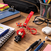 cute cartoon girl character keychain with strap charm