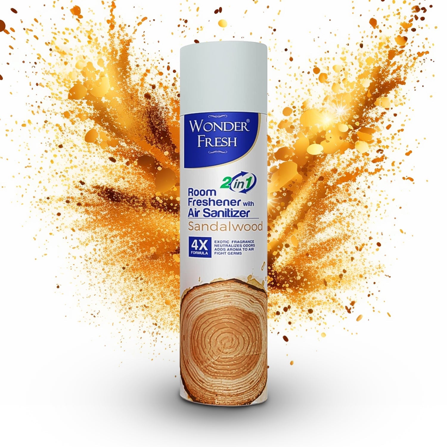 Wonder Fresh Sandalwood Air Freshener Spray 125g bottle front view