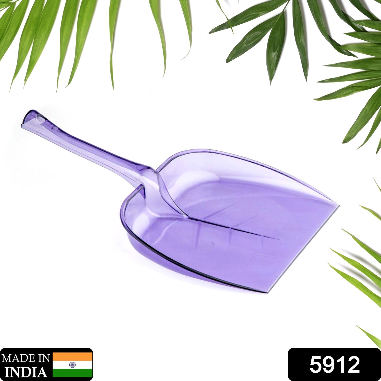 Plastic dustpan with ergonomic long handle