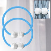 Elegant pearl magnetic curtain tieback holding a white curtain