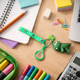 Cute Dinosaur Cartoon Keychain with Silicone Strap