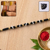 Handmade Black Bracelet Rakhi with White Beads (1 Pc)