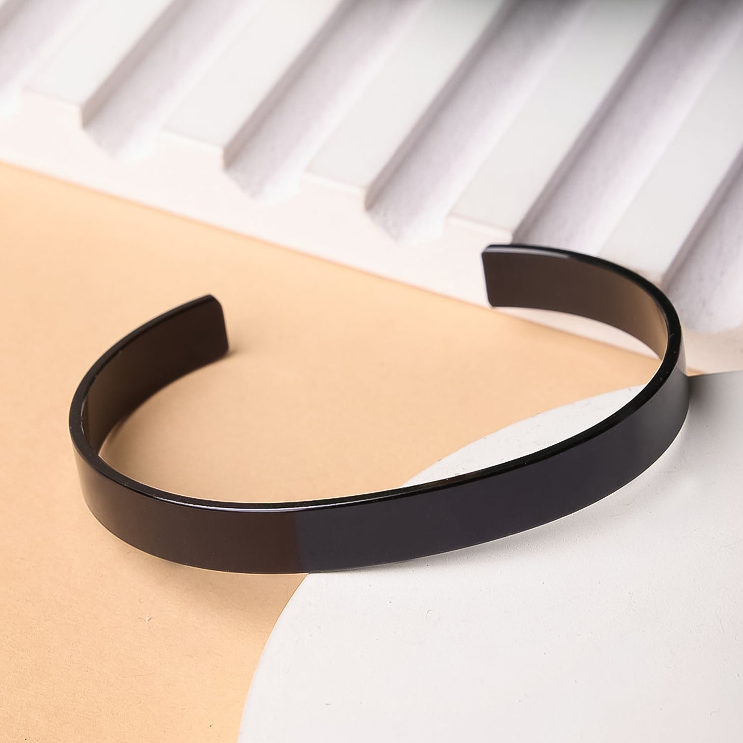 Black-Plated Stainless Steel Men's Kada Bracelet