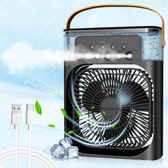 Portable Air Conditioner Fan front view on desk