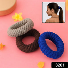 Close-up of tyre shape hair rubber bands in multiple colours