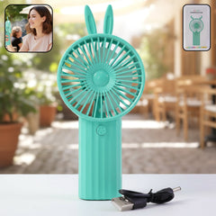 Cute Bunny Ear USB Rechargeable Mini Handheld Fan