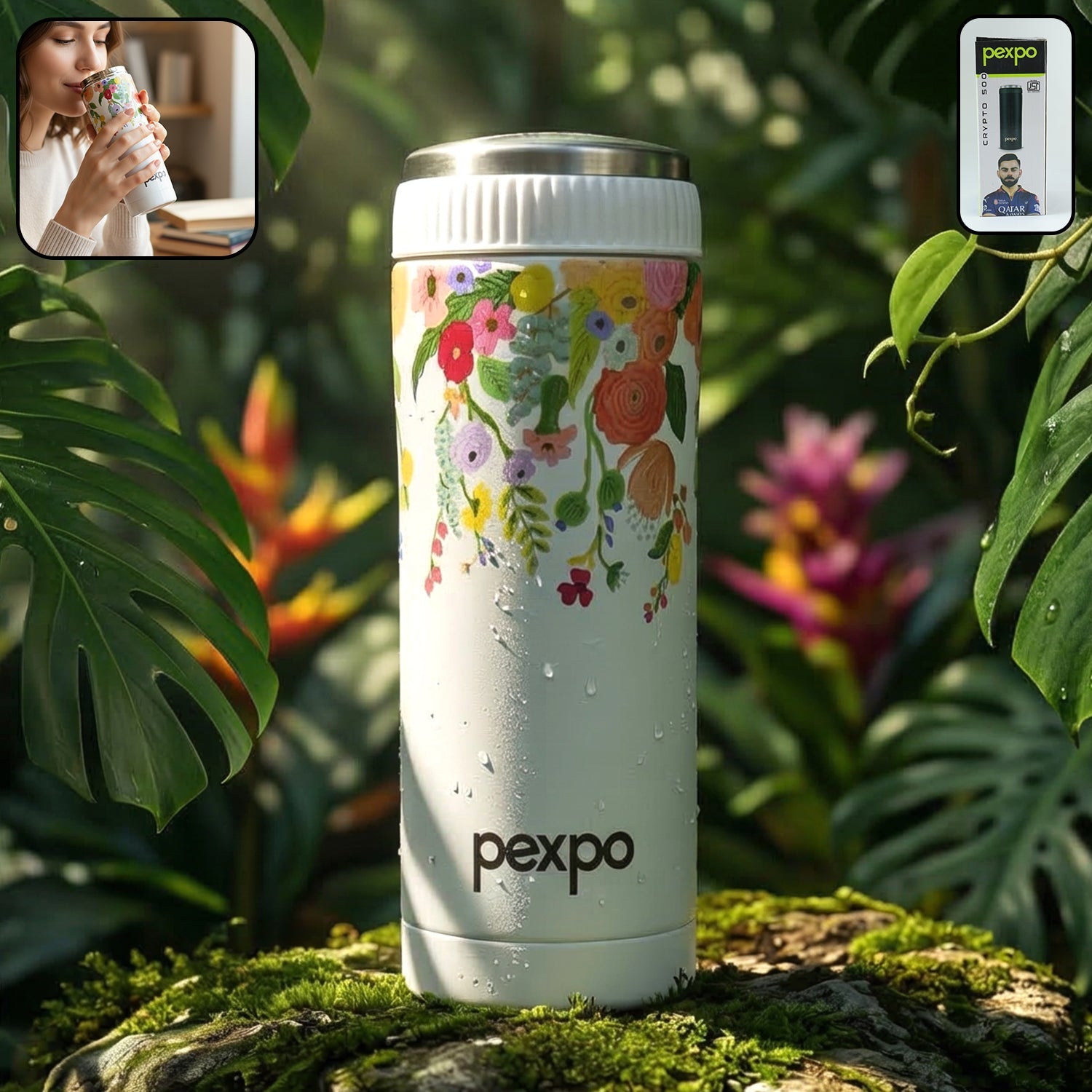 Pexpo Crypto Art insulated stainless steel water bottle