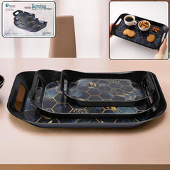 Premium Plastic Serving Tray Set with hexagonal design