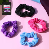 Soft Elastic Hair Scrunchies set of 4 on white background