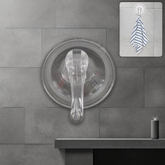 Heavy duty plastic suction cup hook attached to glass surface