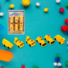Overhead view of various construction vehicle toys