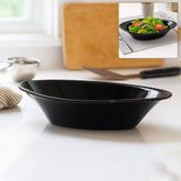 Elegant black oval deep plastic serving bowl