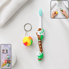 Kids Toothbrush and Ball Keychain Toy Set