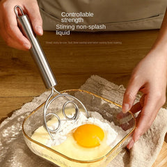 Ergonomic handle of stainless steel dough whisk