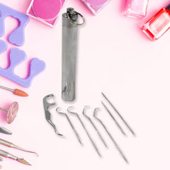 7-in-1 stainless steel toothpick and floss set with case