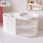 Multi-Functional Plastic Vanity Storage Box white with rotating tray and drawers
