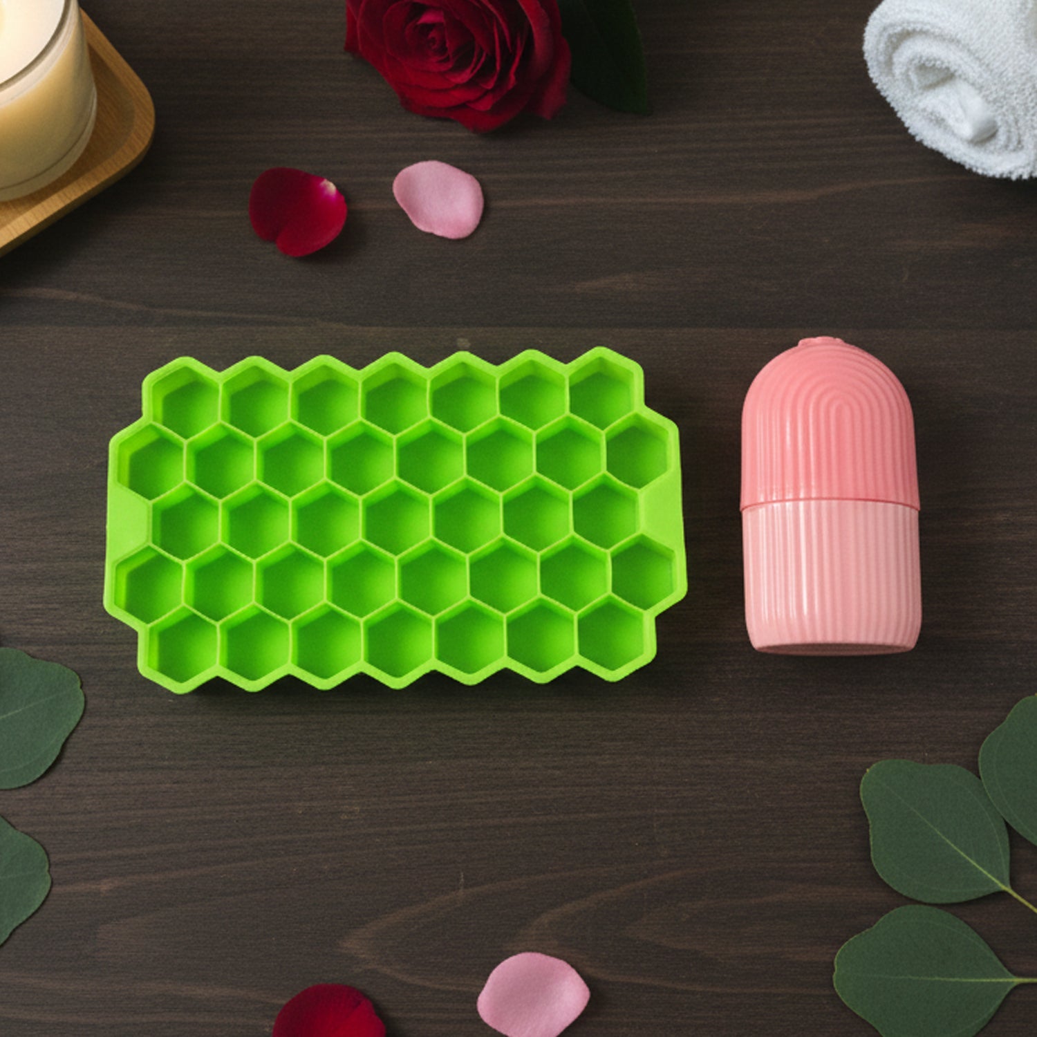 Face Icer Roller with Honeycomb Ice Tray set