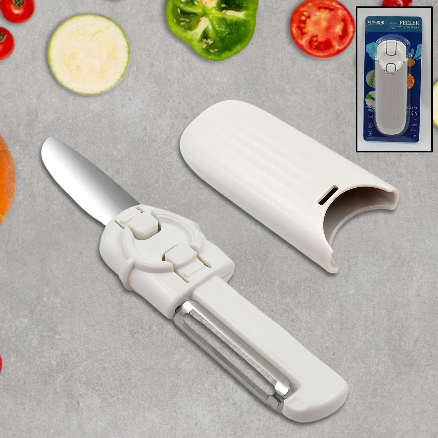 2-in-1 Stainless Steel Knife and Peeler with protective case