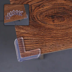 Clear silicone corner protector on table edge