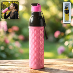 Diamond pattern 1000ML plastic water bottle front view