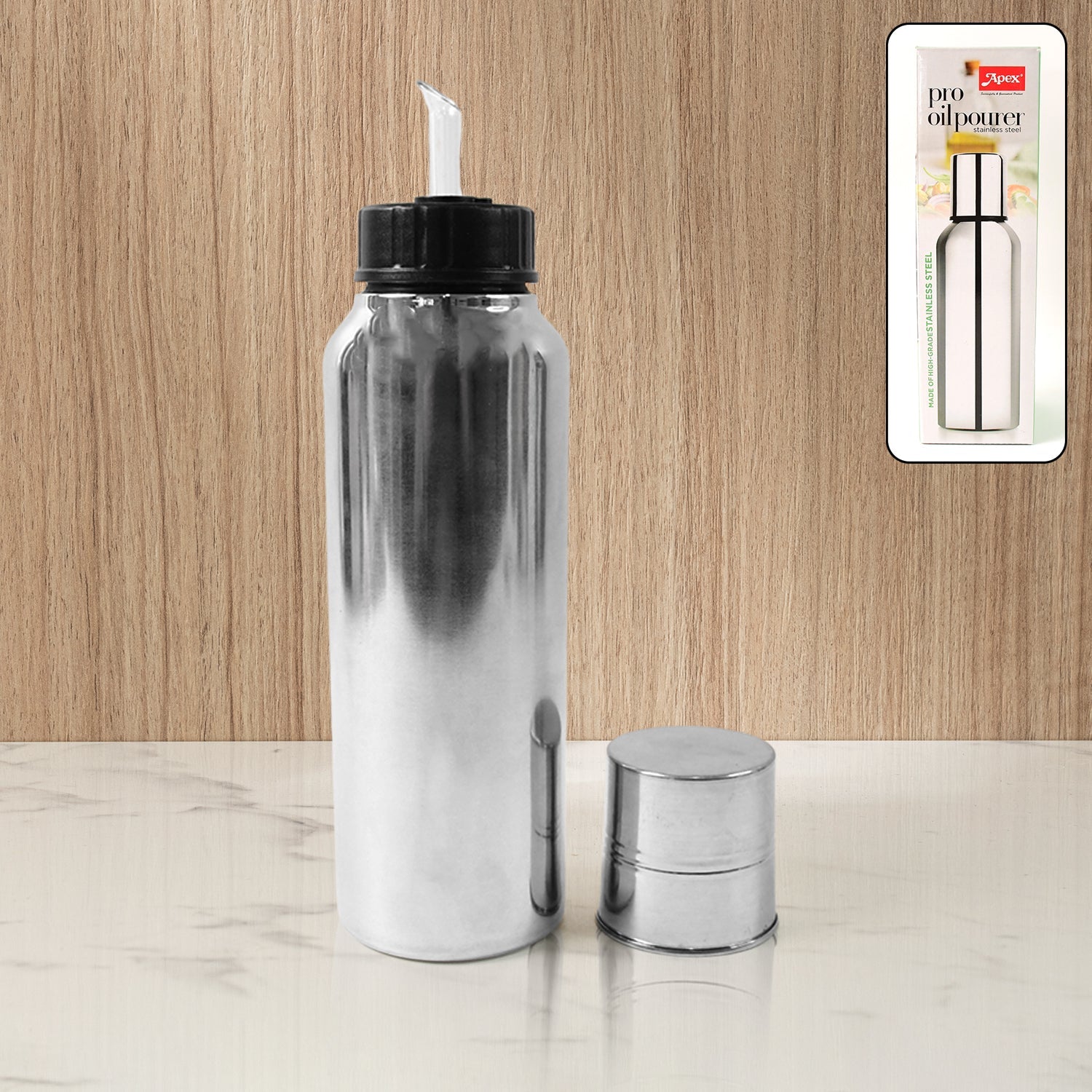 Apex Pro Stainless Steel Oil Pourer with Leak-Proof Spout