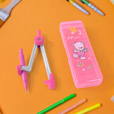 3-in-1 Kids Geometry Compass Set with Bear-Themed Storage Box