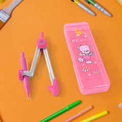 3-in-1 Kids Geometry Compass Set with Bear-Themed Storage Box