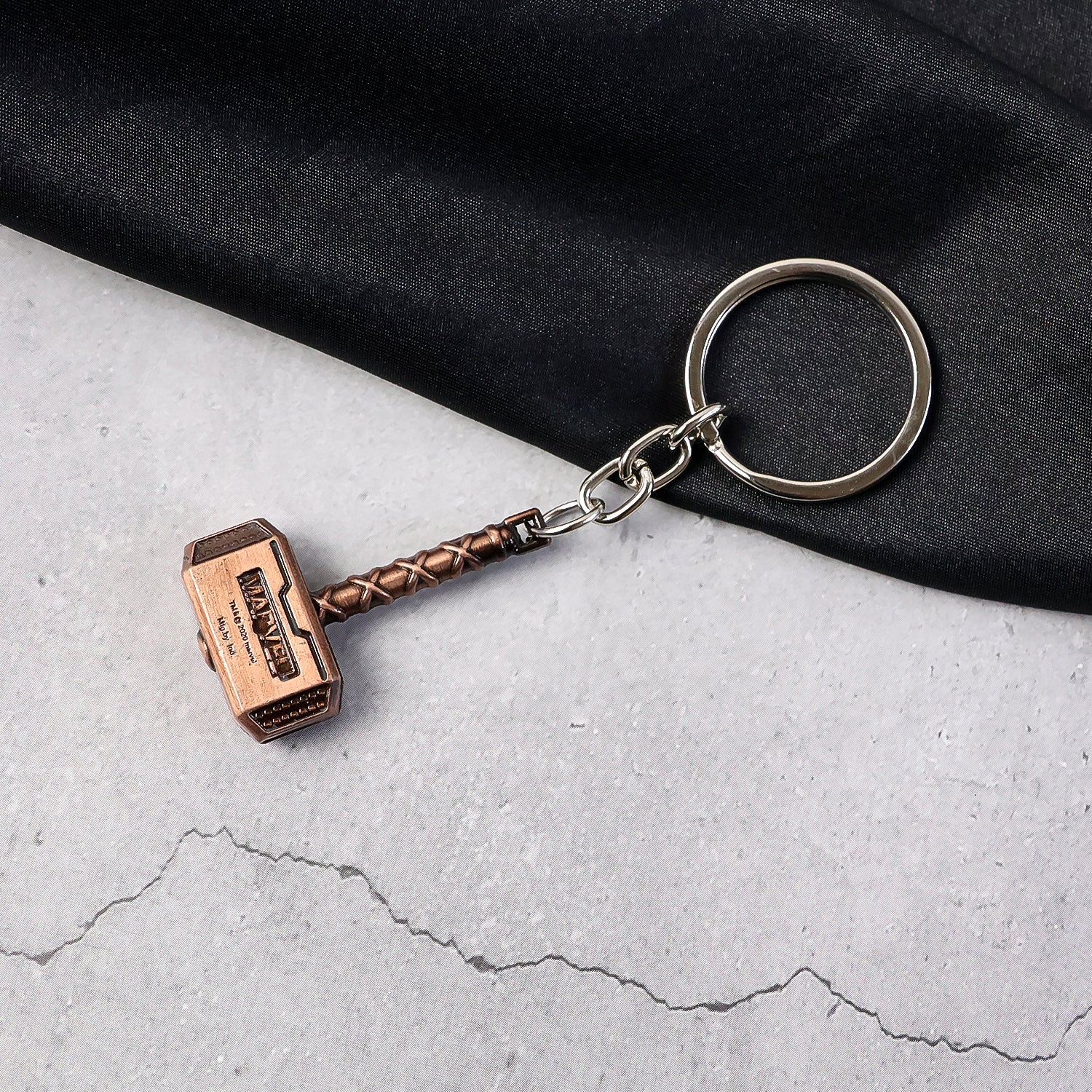 Metal Hammer Shape Keychain on white background