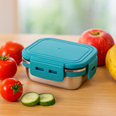 Apex 200ml stainless steel mini food container with teal lid