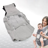 Ergonomic baby carrier with hip seat, front view