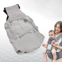 Ergonomic baby carrier with hip seat, front view