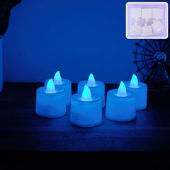 Blue LED Tea Light Candle glowing in dark