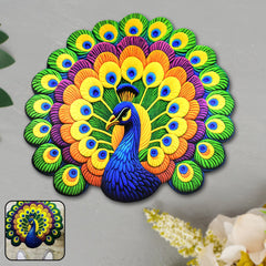 Round peacock design anti-slip floor mat front view