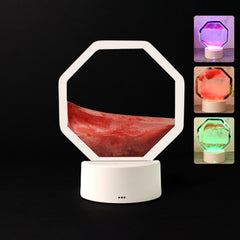 LED Moving Sand Art Table Lamp with white base & colorful sand