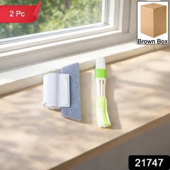 Cleaning tool set showing sponge scrubber and microfiber brush