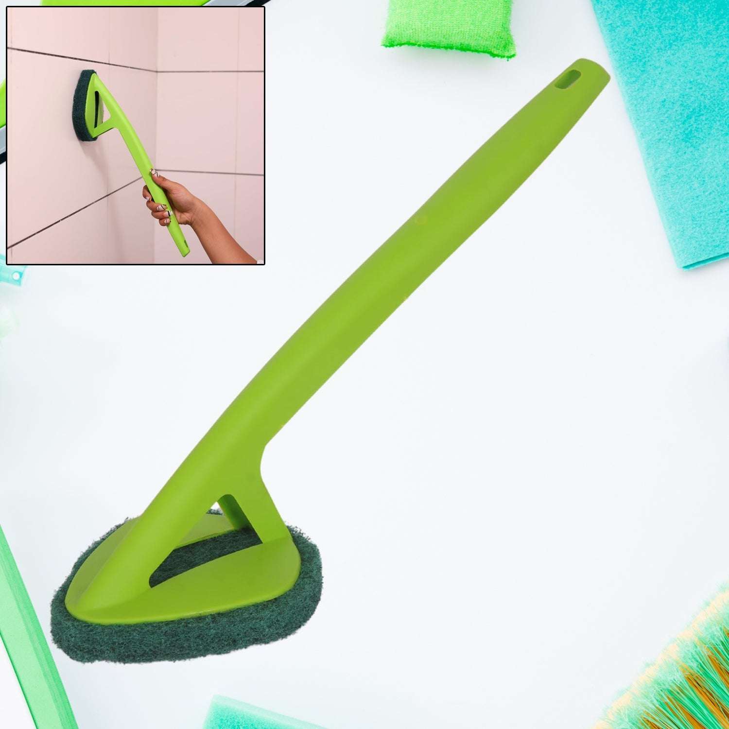 Scrubber Hockey with Long Handle and Sponge Pad