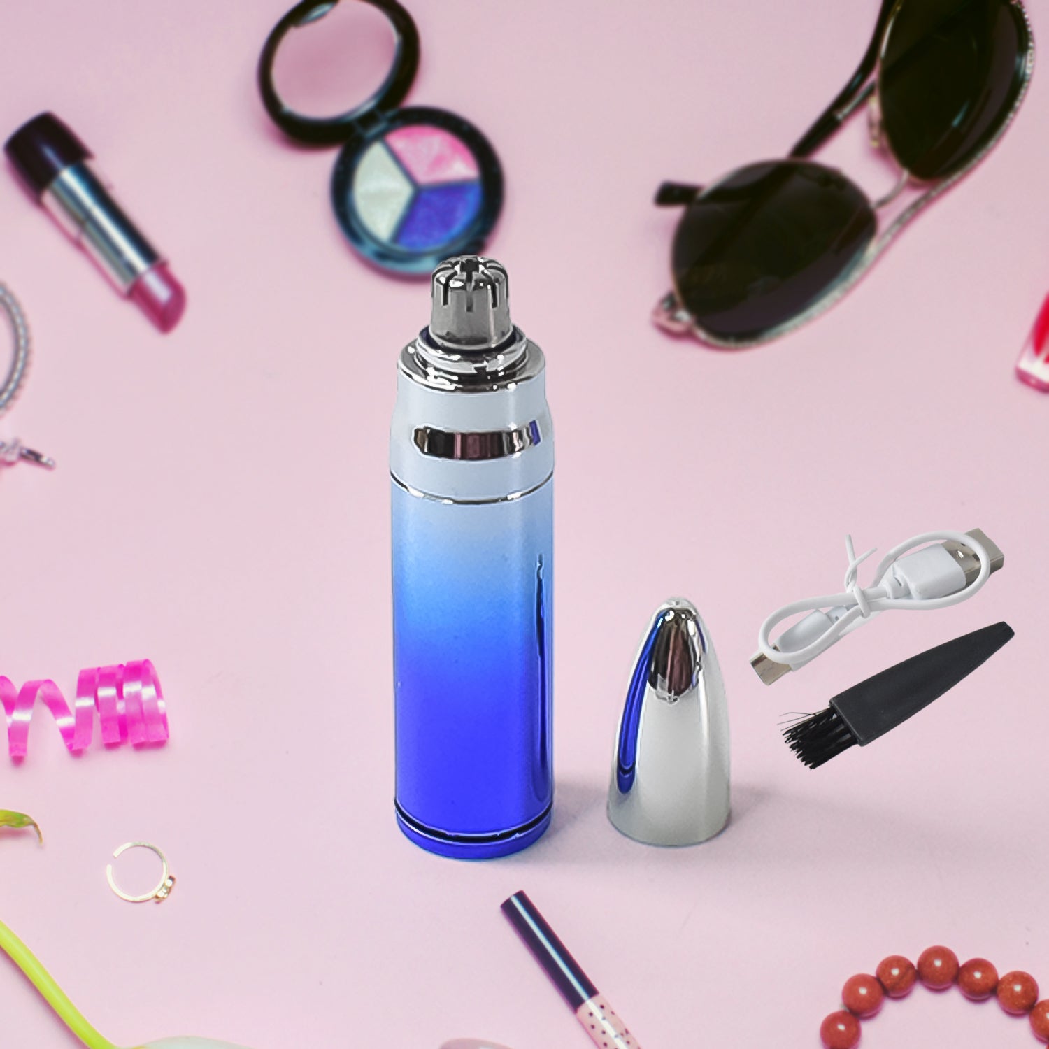 Electric nose hair trimmer with stainless steel blades