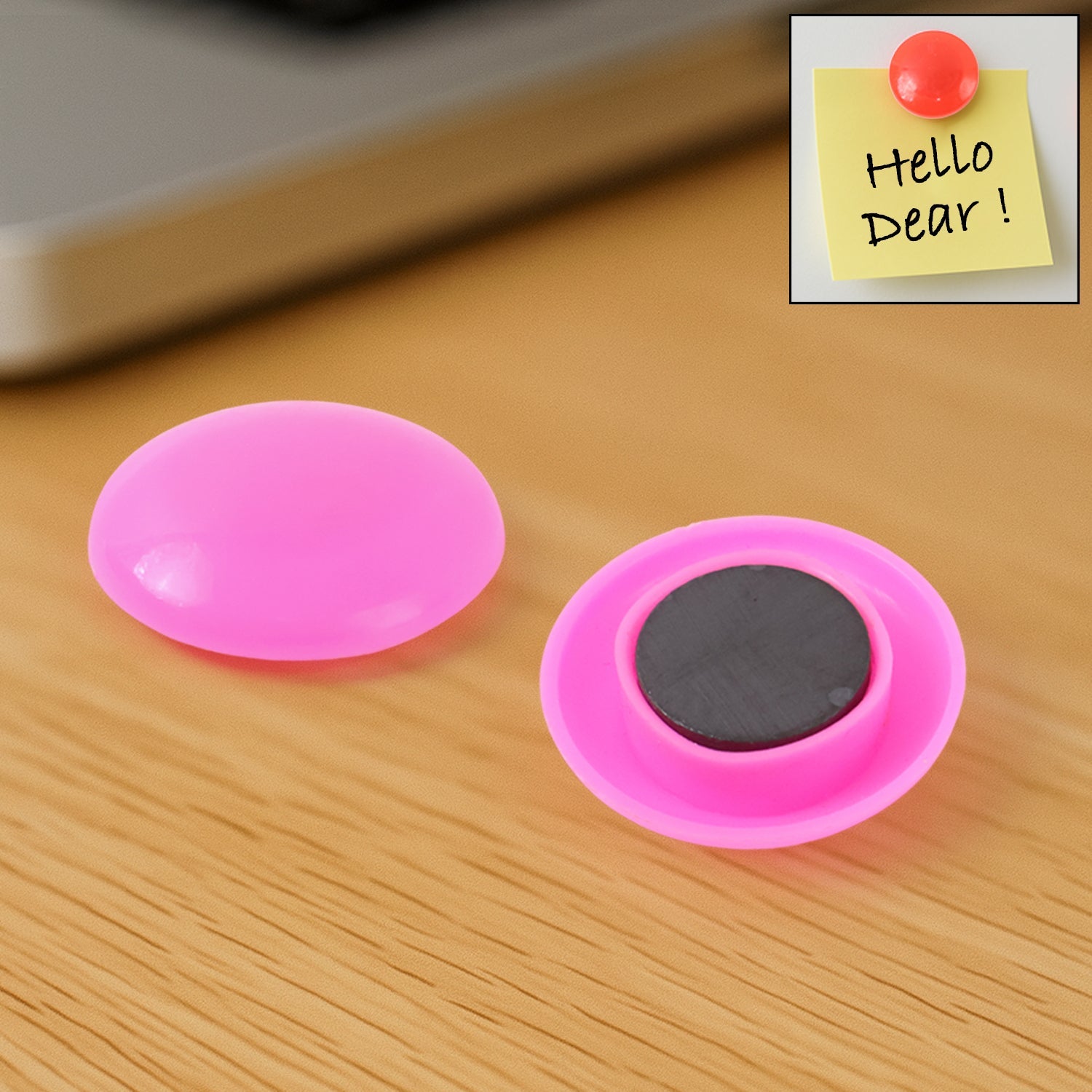 Pink circular plastic board magnet button 30mm
